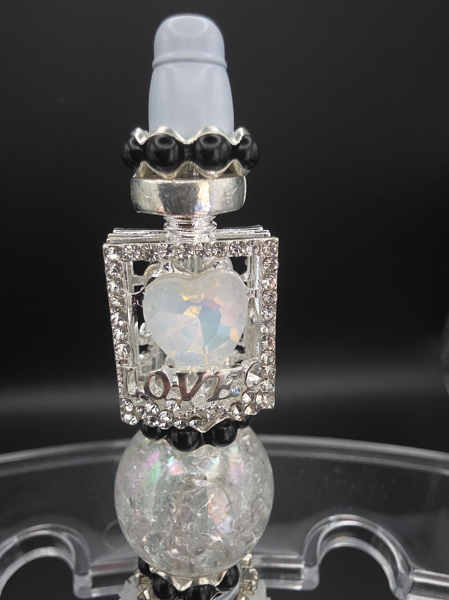 Stunning rhinestone perfume bottle focal pen